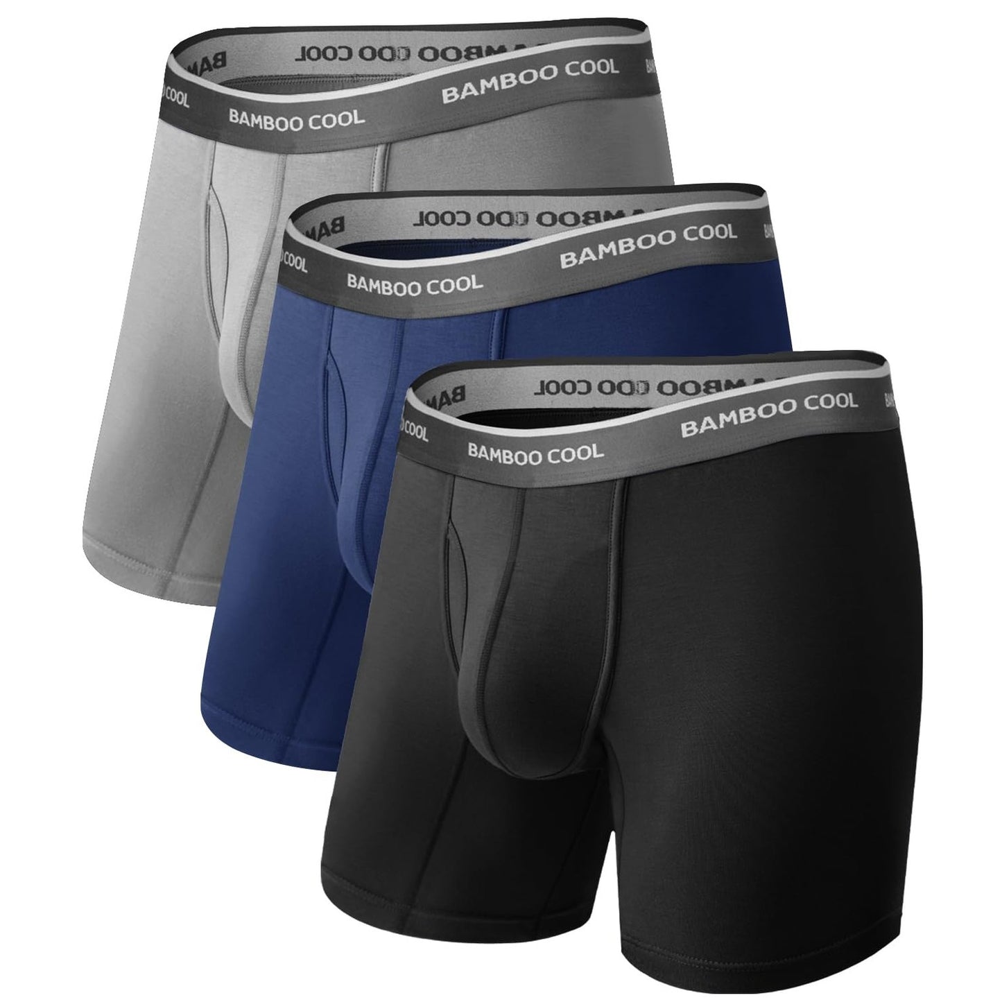 BAMBOO COOL Men's Ultra-Soft Breathable Boxer Briefs 3-Pack - Moisture Wicking Underwear | Comfort Fit, Tagless - Medaid International