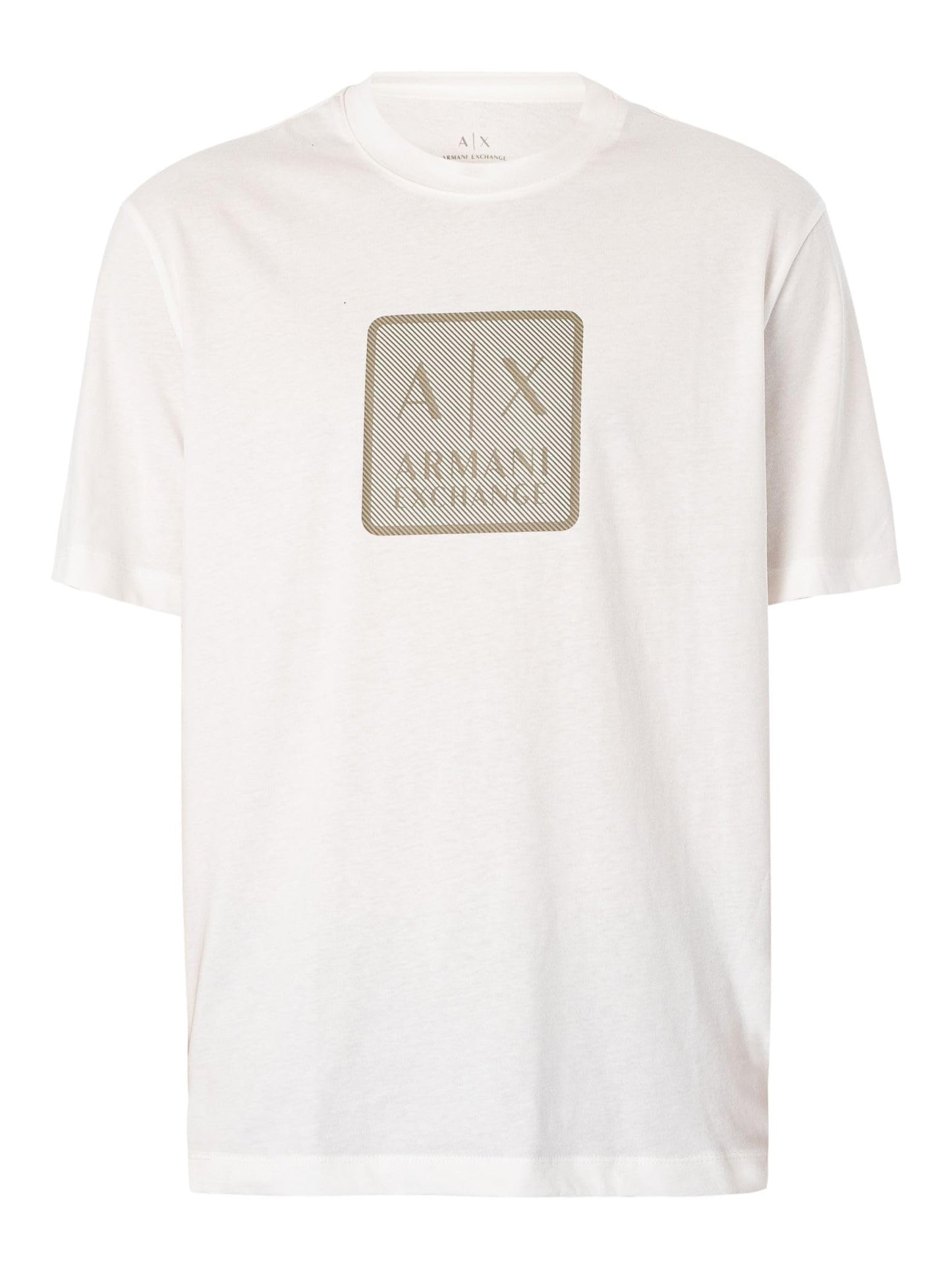 Armani Exchange Men's Square A|X Logo Regular Fit Heavy Jersey Tee Off White, S - Medaid International