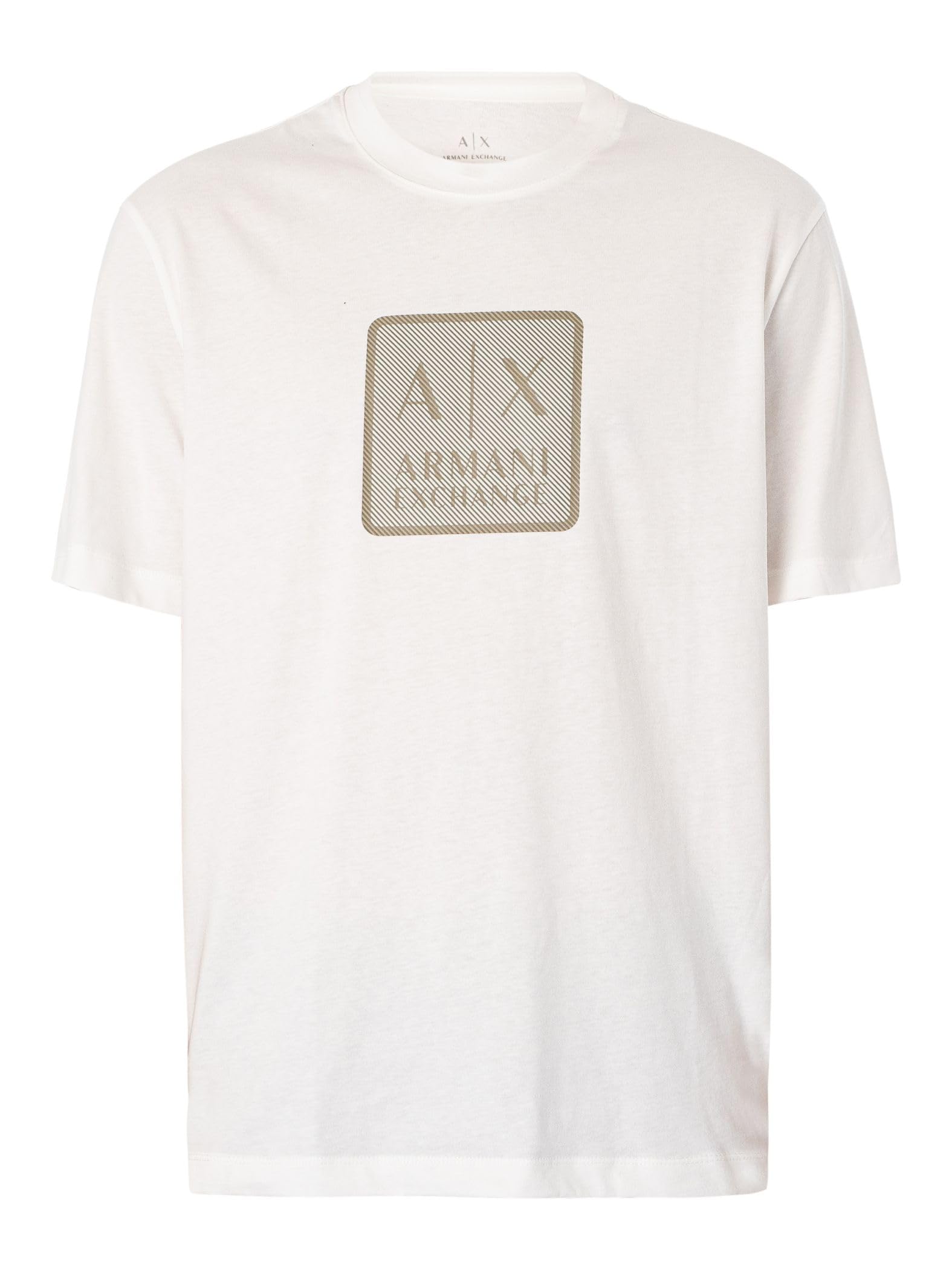 Armani Exchange Men's Square A|X Logo Regular Fit Heavy Jersey Tee Off White, S - Medaid International