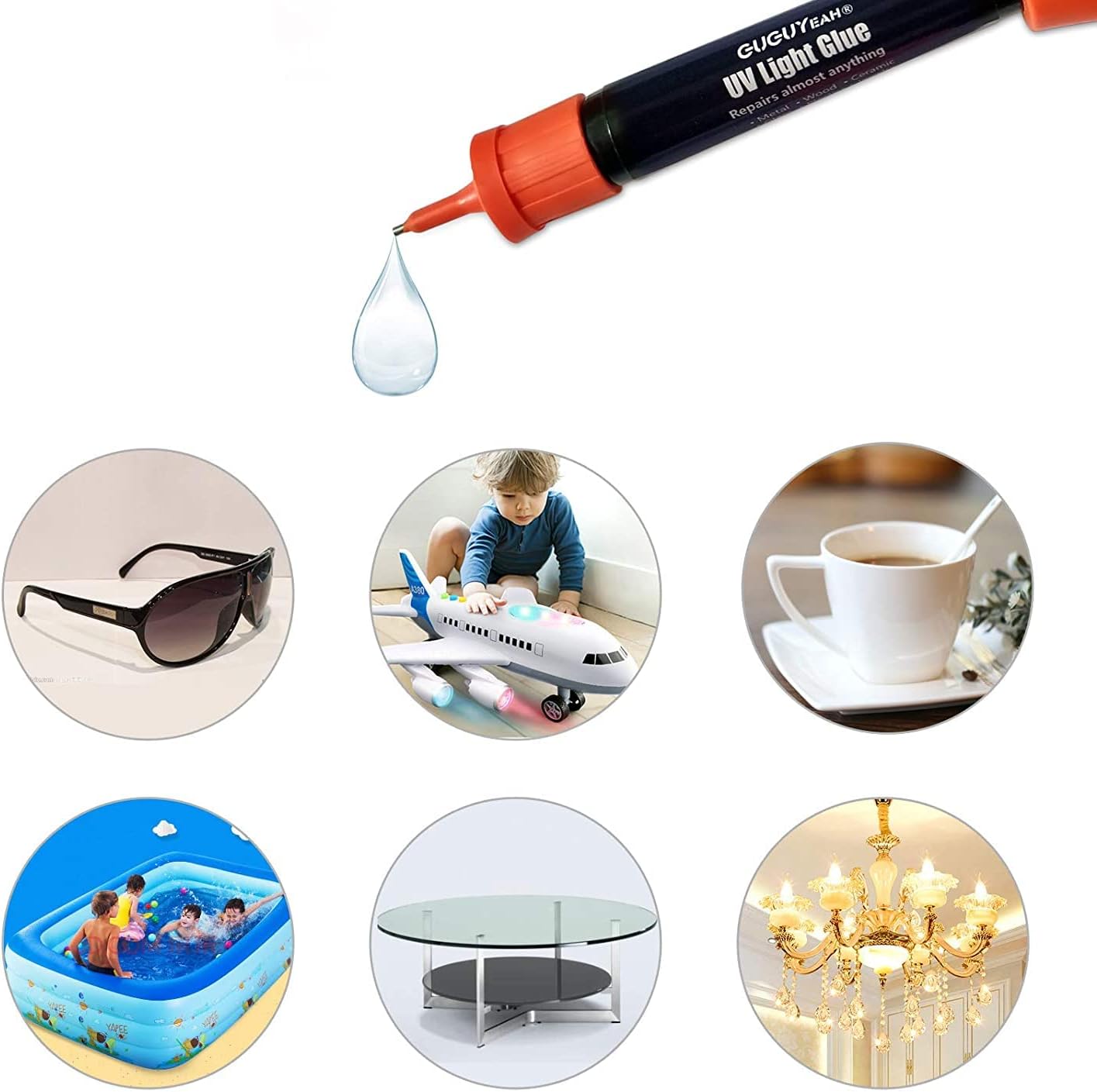 GUGUYeah UV Light Glue Kit Clear Adhesive Liquid Plastic Welder 5 Seconds Repair Almost Anything 1 Pack with 8g Refill LX#8902-GL-001 - Medaid - Lebanon