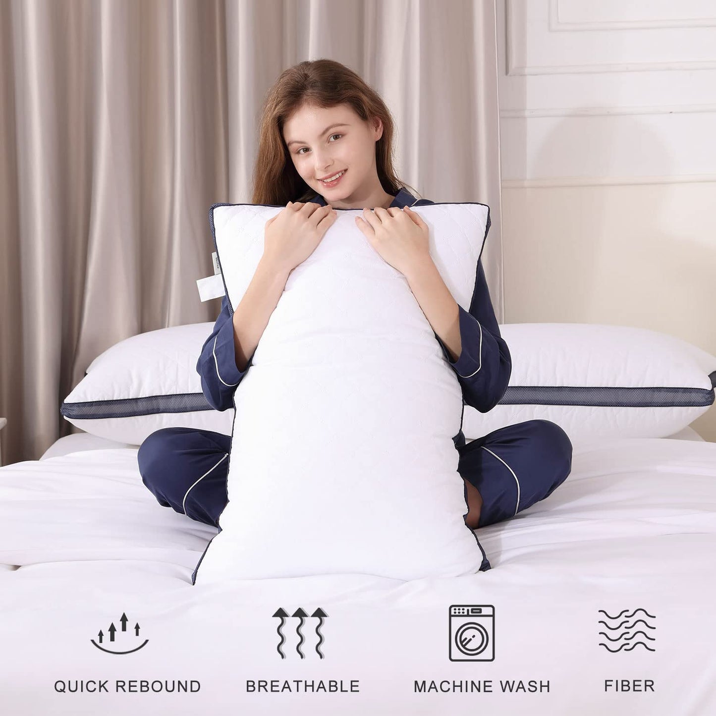 Meoflaw Pillows for Sleeping (2-Pack), Luxury Hotel Pillows Queen Size Set of 2,Bed Pillows for Side and Back Sleeper (Queen) - Medaid International