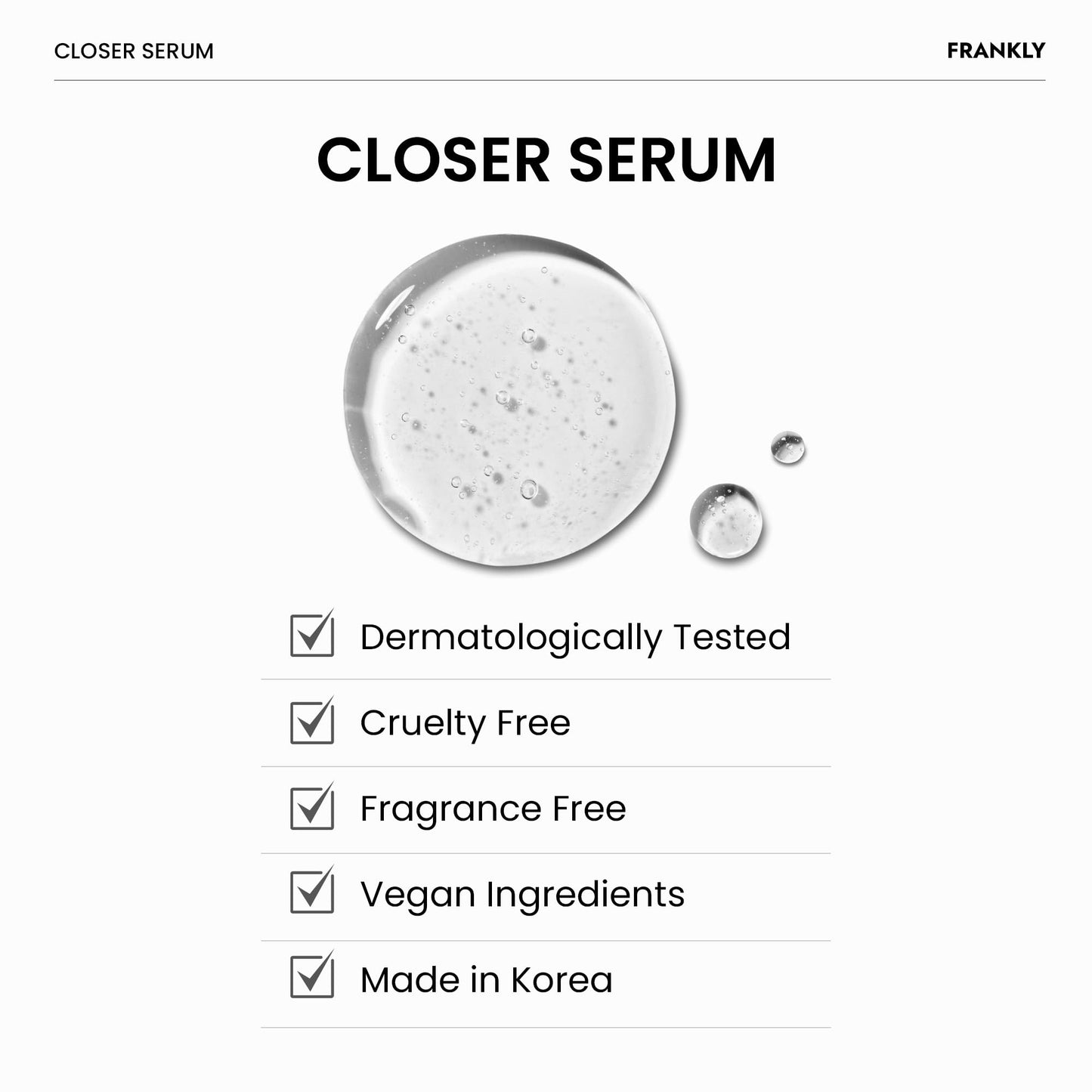 FRANKLY Closer Serum | Pore Minimizer Serum | 9 Peptides, Vegan Collagen, Adenosine, PHA | Korean Pore Minimizer for Glass Skin, Anti-Aging, Hydration, Elasticity | 1.01 fl oz - Medaid International