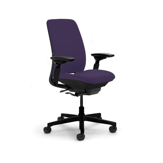Steelcase Amia Ergonomic Office Chair with Adjustable Back Tension and Arms | Flexible Lumbar with Sliding Seat | Black Frame and Buzz2 Eggplant Fabric - Medaid International