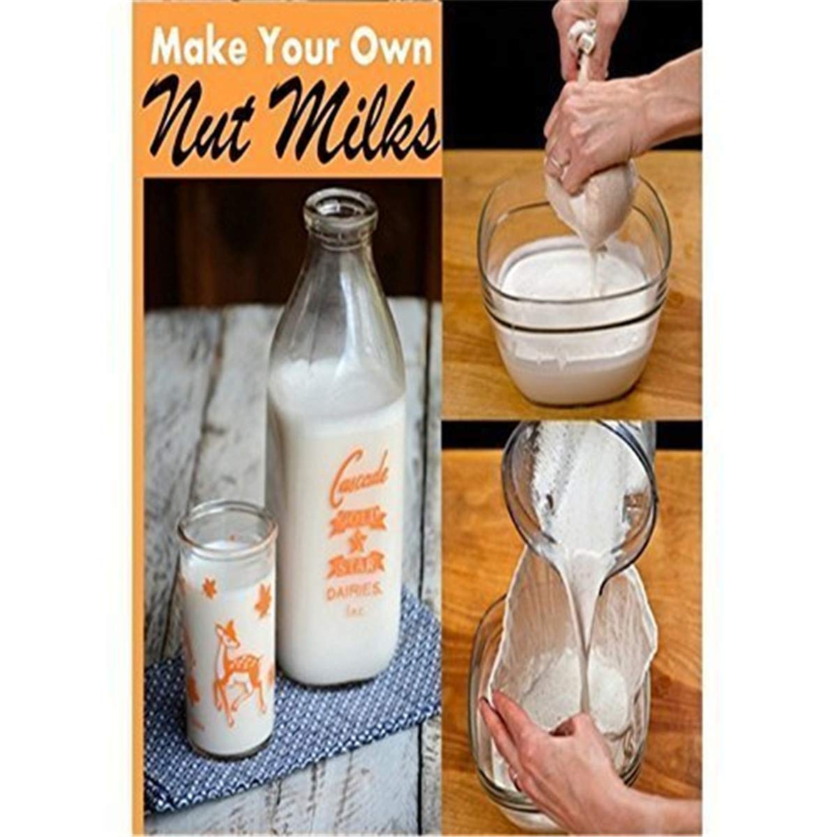 2 Pcs Pro Quality Nut Milk Bag - Big 10"X12" Commercial Grade - Reusable Almond Milk Bag & All Purpose Food Strainer - Fine Mesh Nylon Cheesecloth & Cold Brew Coffee Filter - Medaid International