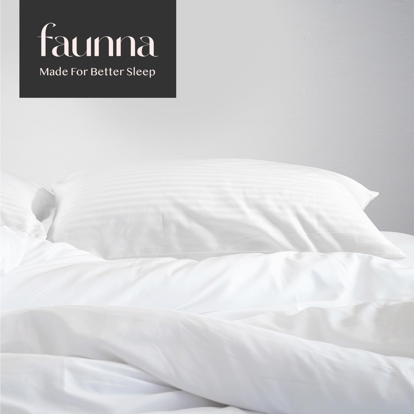 FAUNNA 600TC 100% Cotton Pillow Protectors, Standard Size (20x26), 4 Pack, Oeko-TEX Certified, Hotel Grade Pillow Cover with Silent Zipper, Zip Up Pillow Cases, White - Medaid International