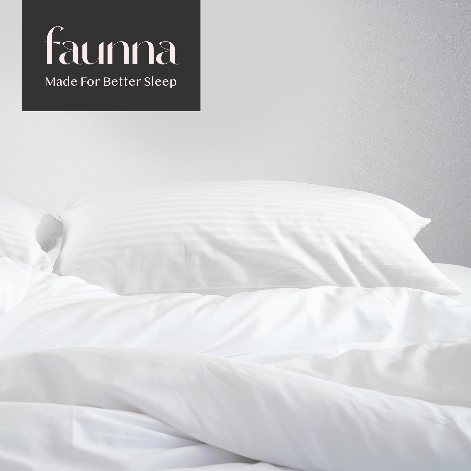 FAUNNA 600TC 100% Cotton Pillow Protectors, Standard Size (20x26), 4 Pack, Oeko-TEX Certified, Hotel Grade Pillow Cover with Silent Zipper, Zip Up Pillow Cases, White - Medaid International