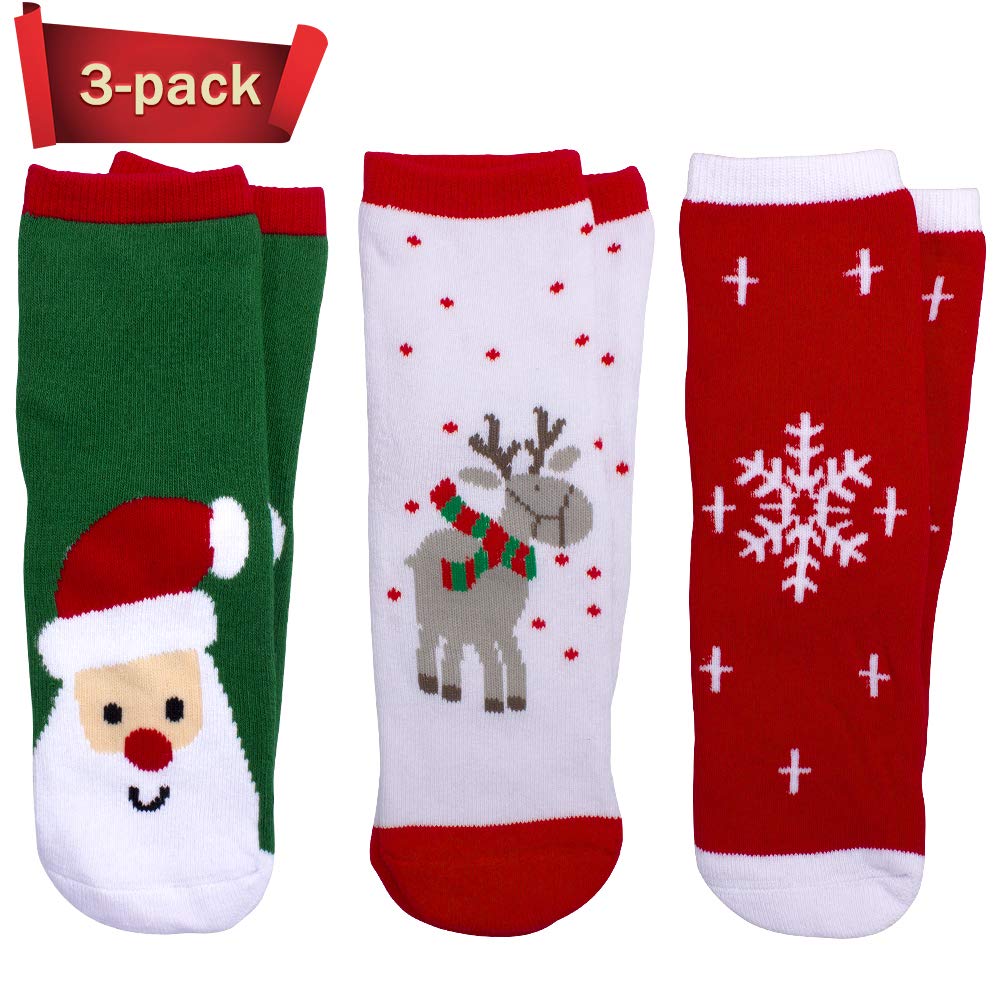WTTORDE 3 PCS Cute Kid Sock Warm Winter Crew Socks Unisex Cotton Socks Xmas Gift（M） - Medaid International