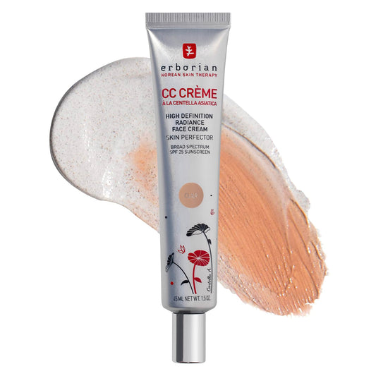 Erborian Color Correcting CC Cream with Centella Asiatica, Fair (Clair) - Light Multi-Purpose Facial Concealer with Illuminating Finish Soothes & Hydrates - SPF Korean Skincare Skin Perfector - 1.5 Oz - Medaid International