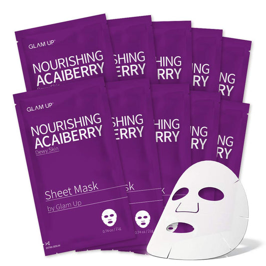 GLAM UP Sheet Mask Nourishing AcaiBerry (10 sheets) - Dewy Skin - Medaid International