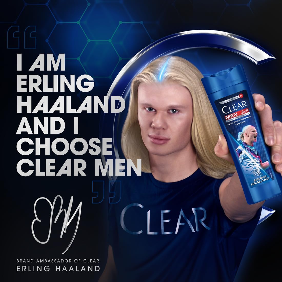 Clear Men anti-dandruff shampoo, ultra scalp recharge, Haaland edition, 100% dandruff-free hair & nourished scalp, 400 ml - Medaid International