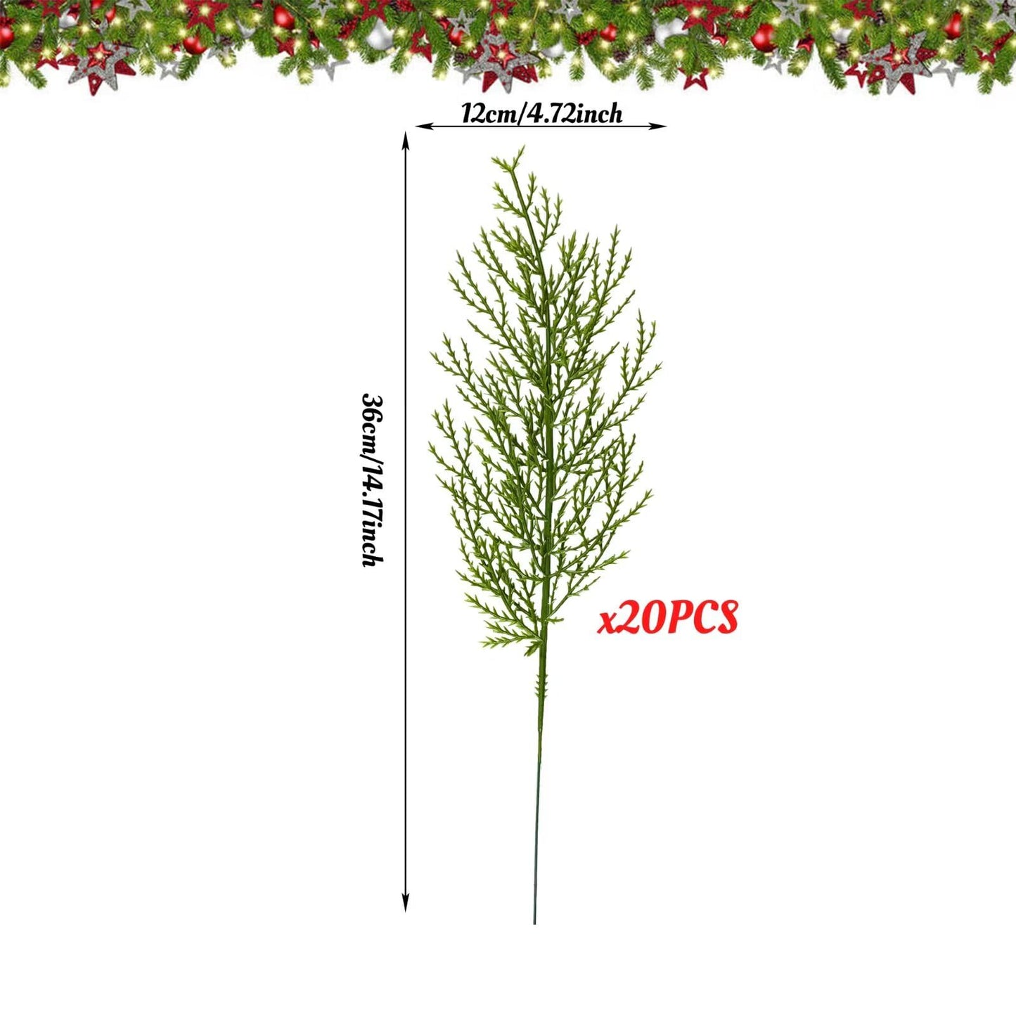 20PCS Artificial Pine Tree Branches Cedar Branches Suitable for Greenery Christmas Decoration DIY Exclusive Vacation Accessories Decoration Items - Medaid International