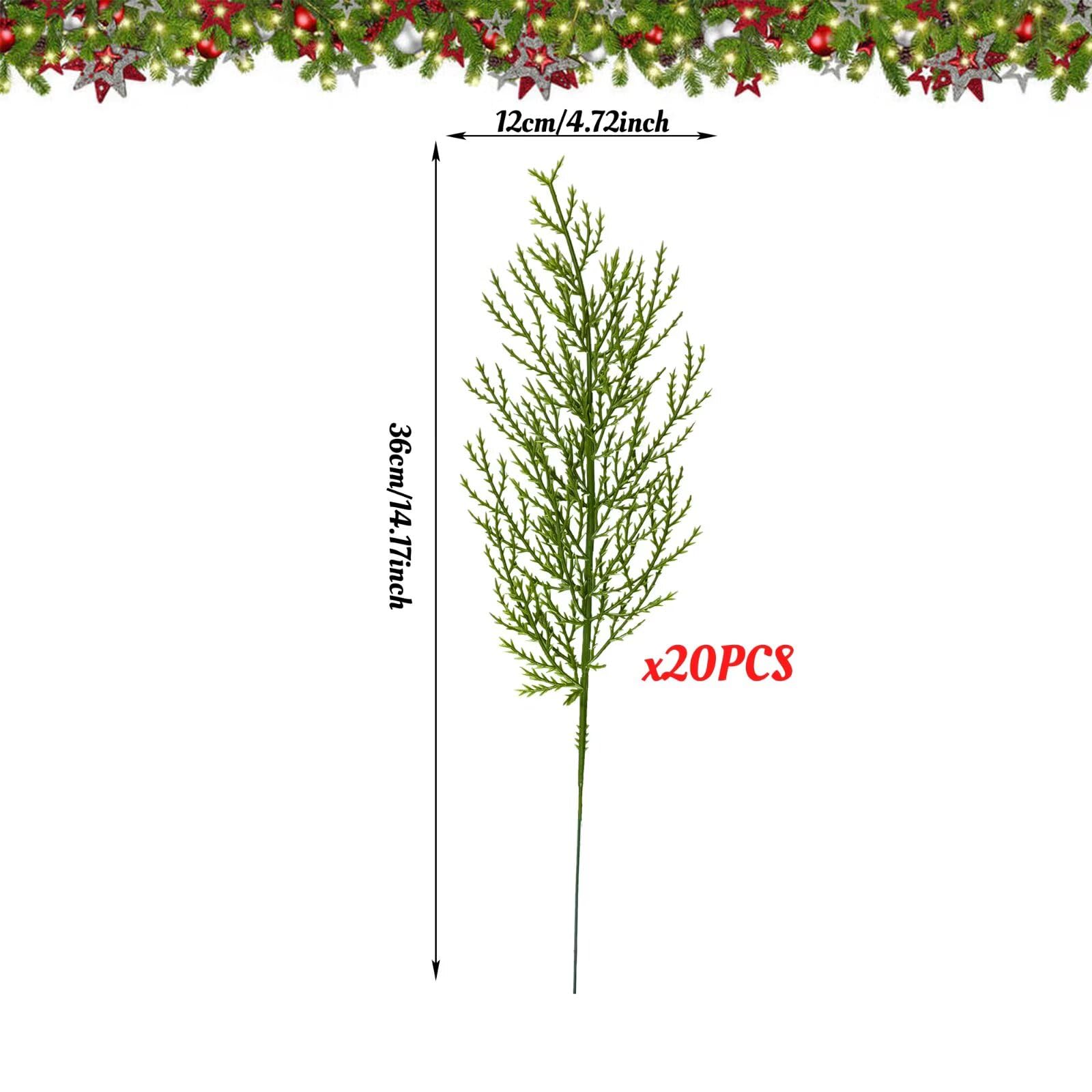 20PCS Artificial Pine Tree Branches Cedar Branches Suitable for Greenery Christmas Decoration DIY Exclusive Vacation Accessories Decoration Items - Medaid International