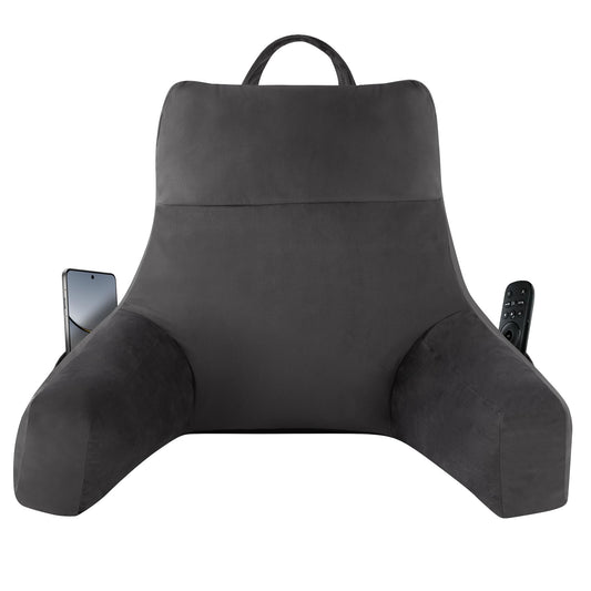 IPYNBAP Back Pillow for Bed Sitting up, Reading Pillow for Sitting in Bed Adult, Back Support Pillow, Memory Foam Sit up Lounge Backrest Pillow with Arms for TV, Couch, Chair, Dorm, 18 Inch, Grey - Medaid International