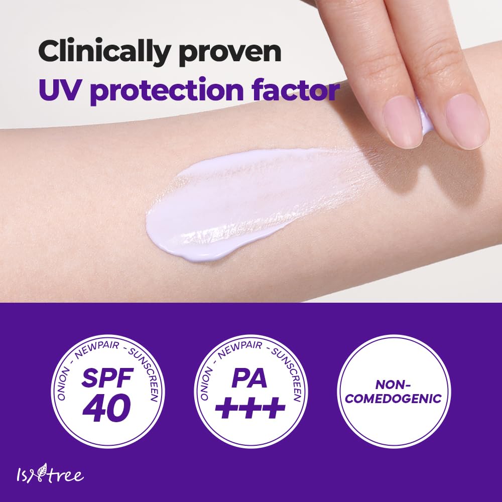 ISNTREE Onion Newpair Sunscreen 50ml, 1.69 fl.oz | SPF 40 | Korean Skincare | Hydrating Sun Protector | Evens Skin Tone | Purple Sunscreen | Broad Spectrum - Medaid International