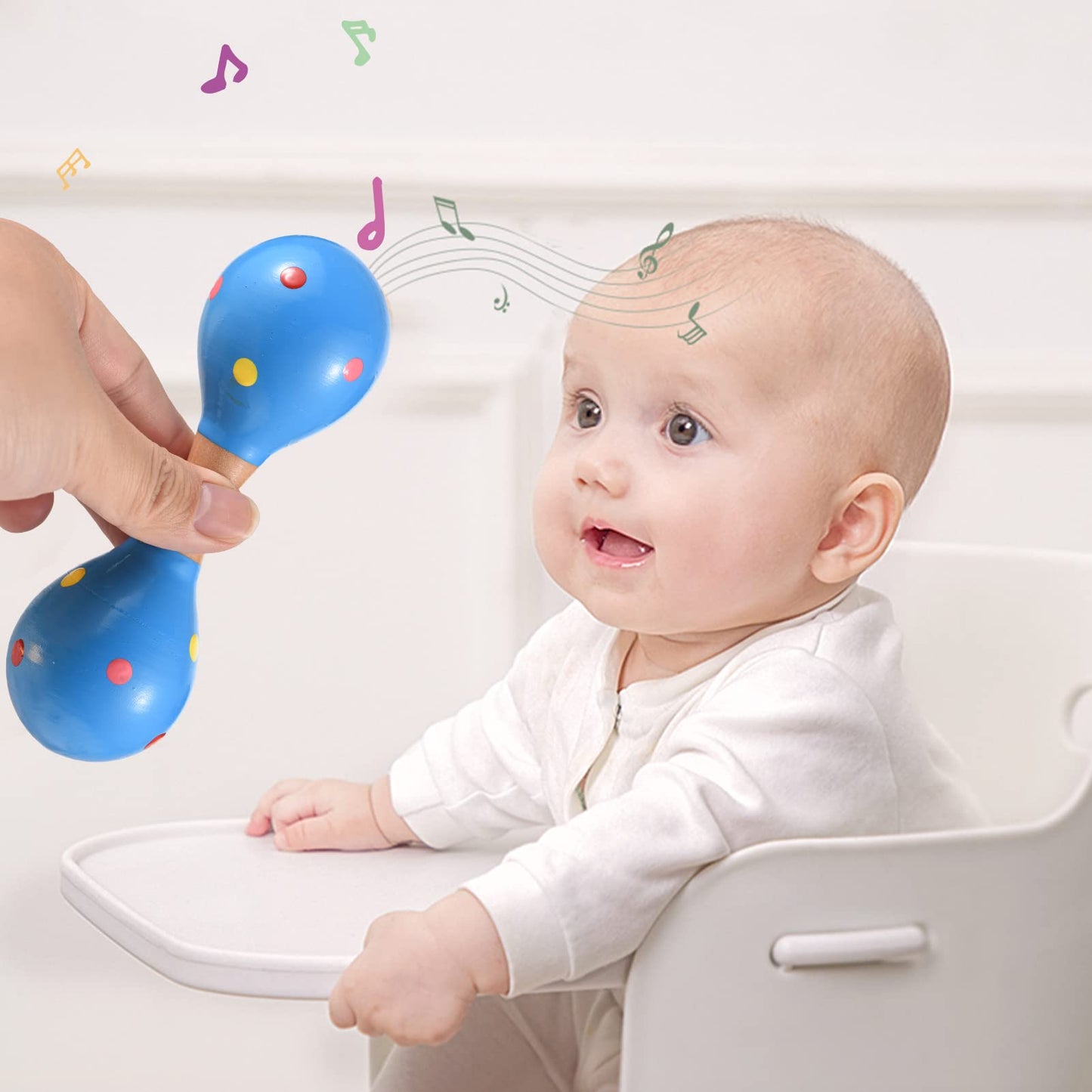 4 قطع من خشخيشات ماراكاس خشبية صغيرة للاطفال من جوليريتك، العاب الة موسيقية ملونة لطيفة للاطفال الاولاد الصغار - Medaid International