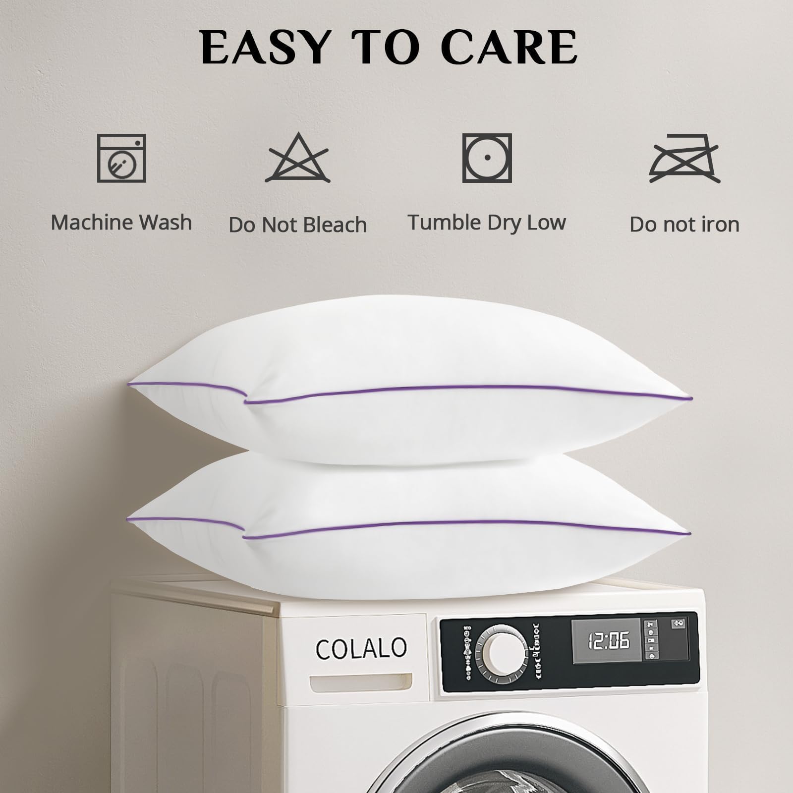 JOLLYVOGUE Pillows Standard Size Set of 4, Washable Supportive Bed Pillows with Super Soft Down Alternative Fill, Luxury Fluffy Hotel Quality for Side, Back and Stomach Sleepers - Medaid International