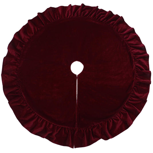 LEAFWHIS 48-Inch Red Velvet Christmas Tree Skirt – Ruffled Holiday Tree Skirt for 6ft to 7.5ft Trees, Vintage Style Christmas Tree Base Cover, Soft Tree Skirt for Home & Gift Décor - Medaid International