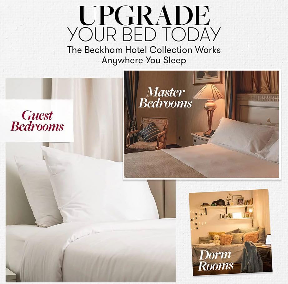 Beckham Hotel Collection Bed Pillows Standard/Queen Size Set of 2 - Original Down Alternative Pillow for Sleeping - Bedding for Back, Stomach or Side Sleepers - Medaid International