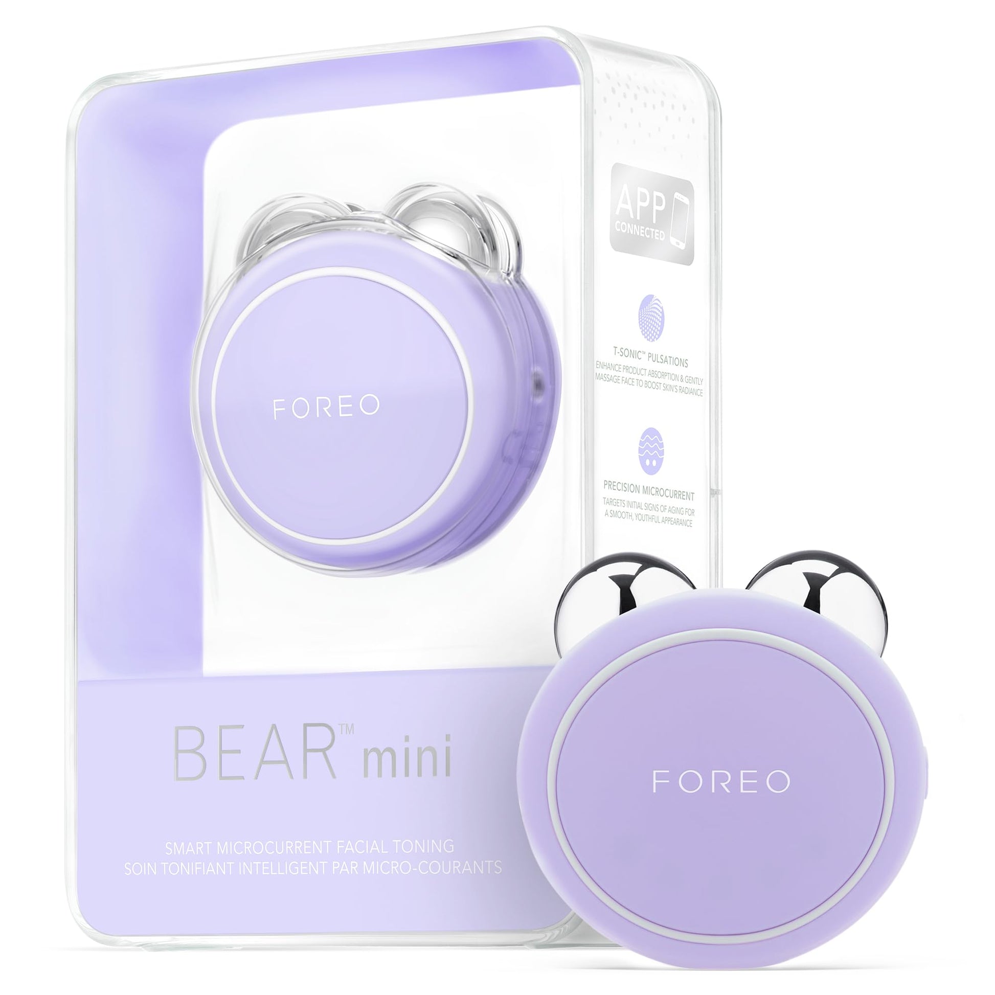 FOREO BEAR mini App-connected Microcurrent Facial Toning Device with 3 Intensities, Lavender - Medaid International