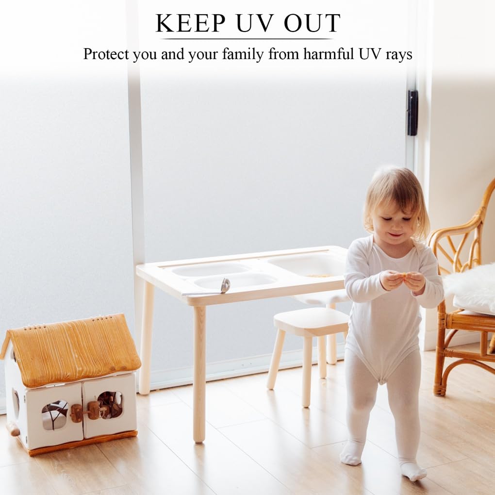 Arthome Frosted Window Film,17.5x100 inch Privacy Film No Glue Static Cling Self-Adhesive Anti UV Decorative Film for Living Room Bathroom Bedroom Home Kitchen Office - Medaid International