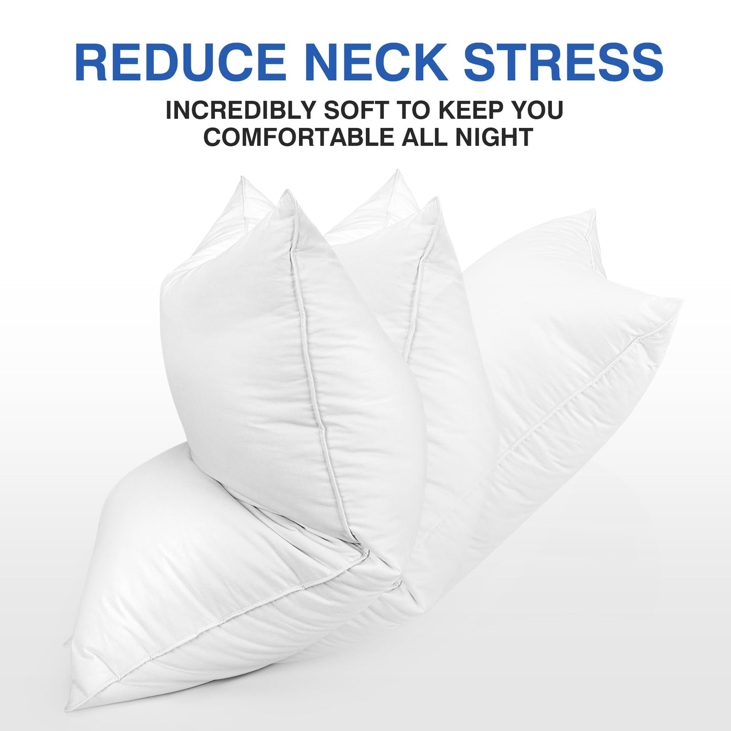 zibroges Goose Feather Pillows Queen Size Pack of 2 - Hotel Down Bed Pillow for Sleeping, Soft 600 Thread Count Cotton Cover, Fluffy Support Surround Fill Polyester for Side, Stomach, Back Sleepers - Medaid International