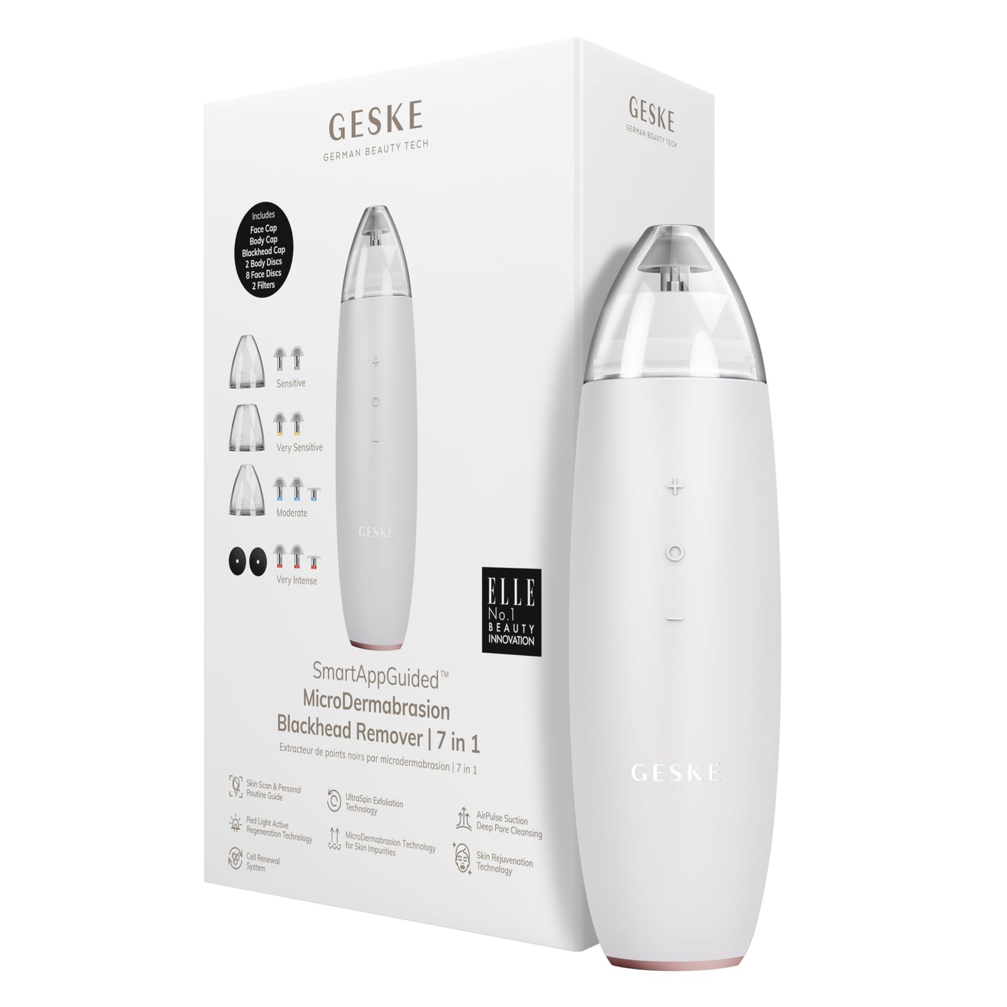 GESKE SmartAppGuided™ MicroDermabrasion Blackhead Remover | 7 in 1 | Blackhead Remover | Electric Pore Cleaner | Innovative Vacuum Cup | Beauty Tool | Skin Cleansing Device | Skincare Device - Medaid International