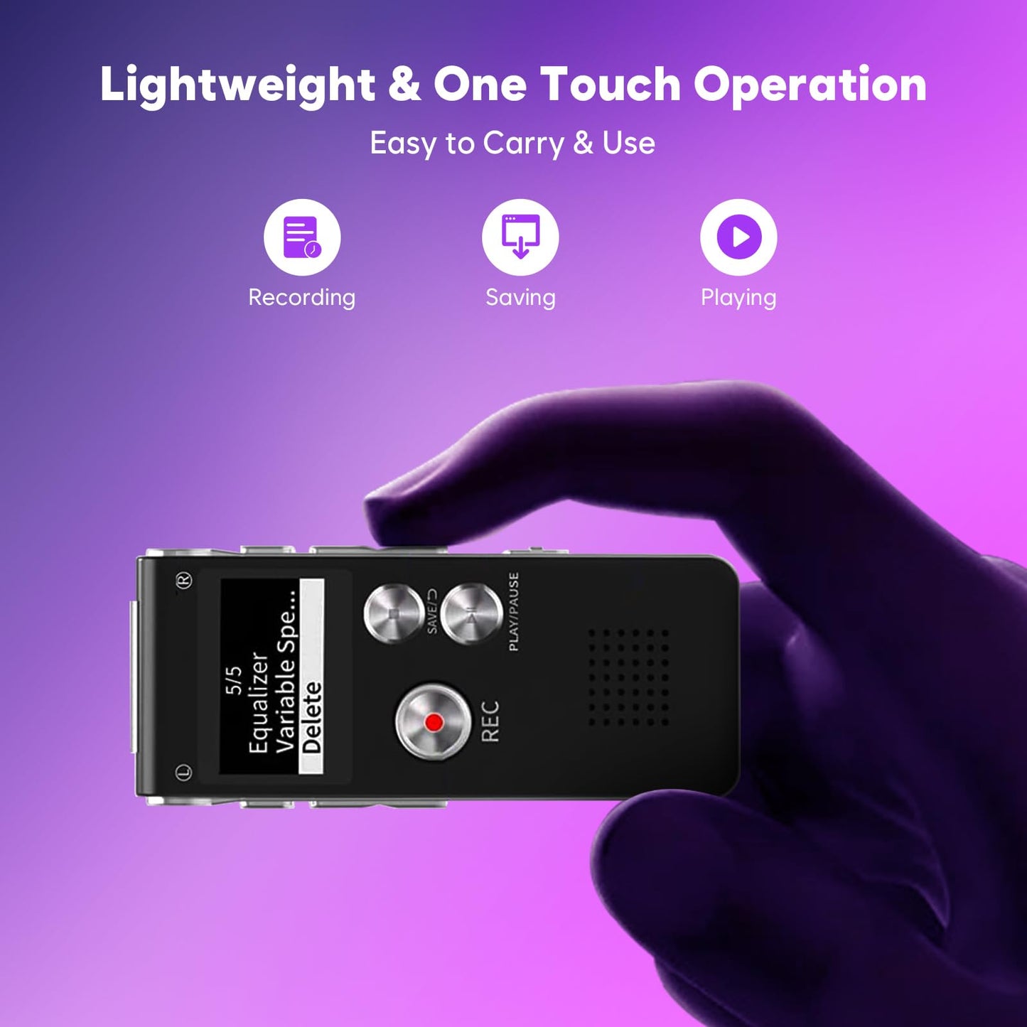 64GB Voice Recorder with Noise Reduction, 4800 Hours ZIPCIDE Dictaphone Voice Activated Recorder with Playback for Lectures Meetings, 1536Kbps Smart Audio Sound Tape Recording Device with Password - Medaid International