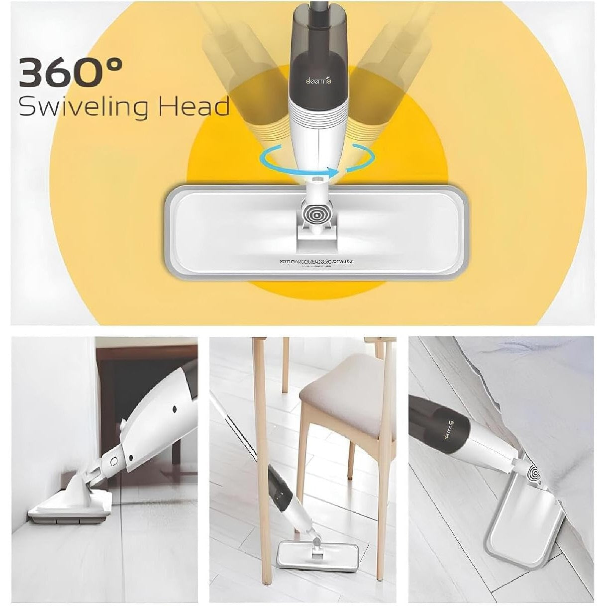 DEERMA Spray Mop for Floor Cleaning with Microfiber Reusable Washable Pad Refills, 360 Rotation Flat Mop for Hardwood Laminate Ceramic Tile Floor, 4 Mop Pads - Medaid International