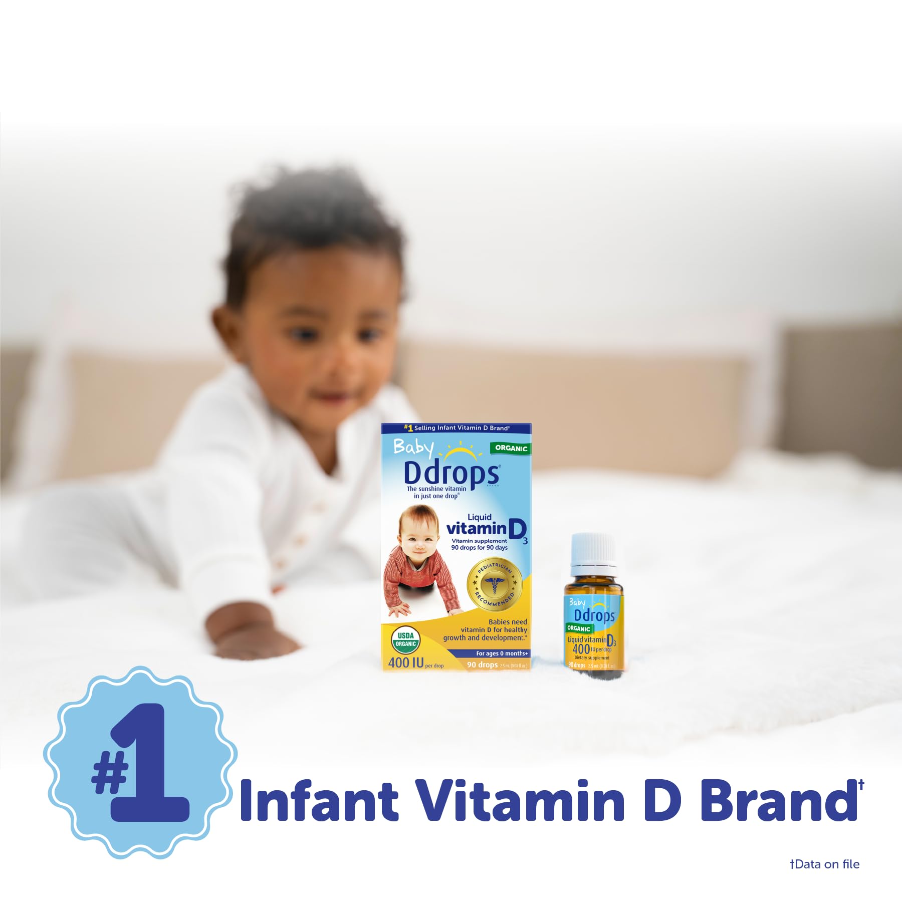 Ddrops Baby 400 IU, Vitamin D, 90 Drops 2.5mL (0.08 Fl. Oz (Pack of 1)) - Medaid International