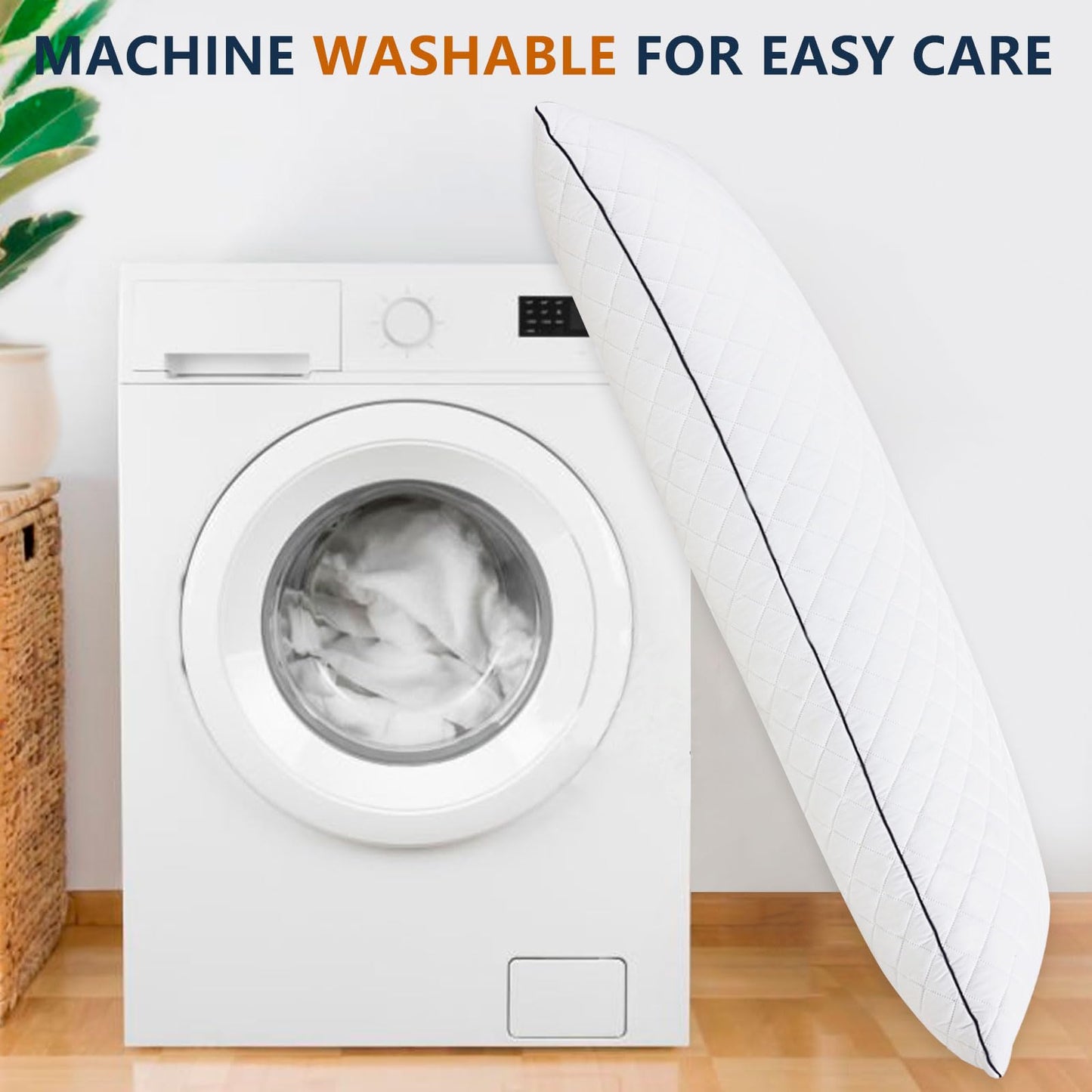 1 MIDDLE ONE Body Pillow, Memory Foam Body Pillows for Adults Sleeping, Long Pillow for Bed, Big Large Firm Full Body Pillow for Side Sleeper, 20x54 Inch, White - Medaid International