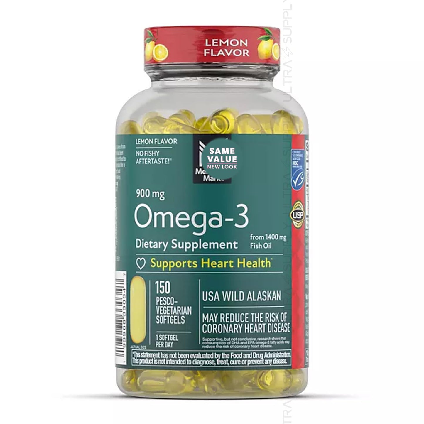 Members Mark Omega 3 Fish Oil, (150 Count.) 900 mg – Wild Alaskan, MSC-Certified Sustainable, Supports Heart & Brain Health, No Fishy Aftertaste - Medaid International