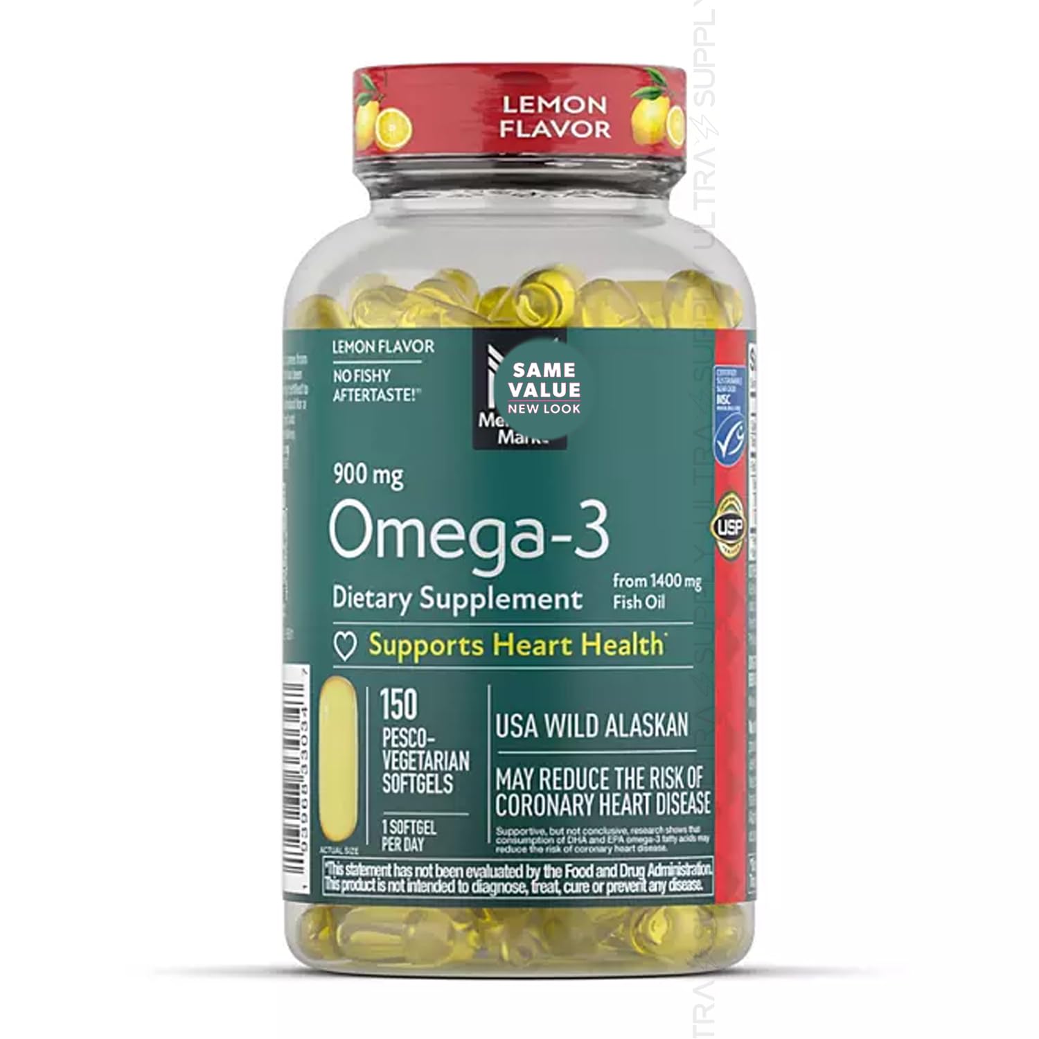 Members Mark Omega 3 Fish Oil, (150 Count.) 900 mg – Wild Alaskan, MSC-Certified Sustainable, Supports Heart & Brain Health, No Fishy Aftertaste - Medaid International