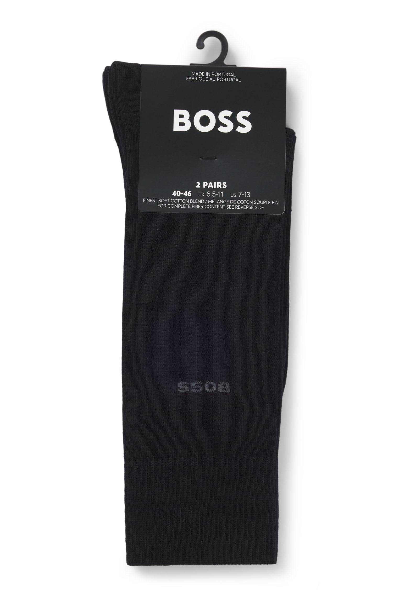 BOSS HUGO Men's 2-Pack solid mercerized cotton dress sock Sockshosiery, black, 7-13 - Medaid International