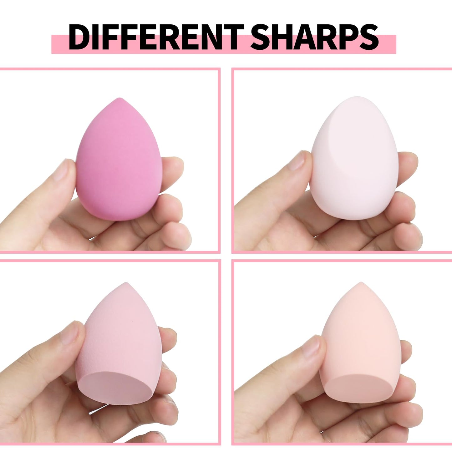 Generic 8 Pcs Egg Shaped Makeup Sponge Set - Blender Beauty Foundation Blending Sponge - Dry & Wet Use - Pink, Synthetic & Silicone Material - Blending, Applying Foundation, Concealer, Blush - Medaid International