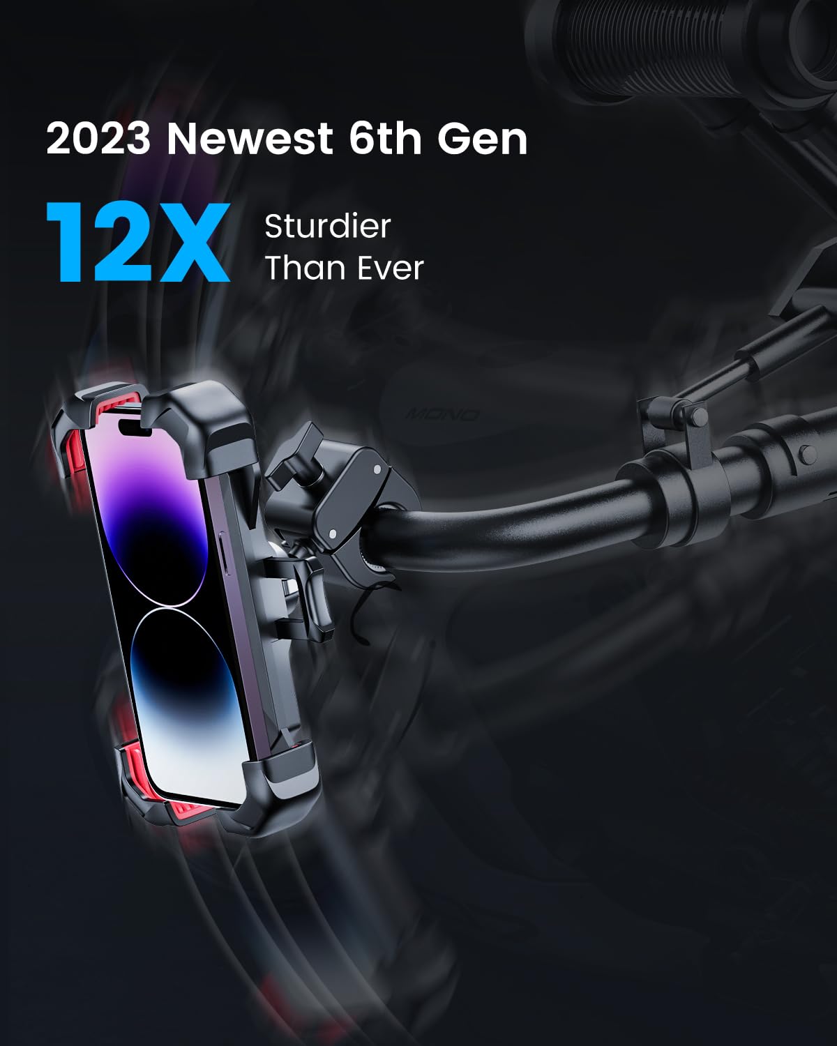 JOYROOM Motorcycle Phone Mount, [1s Auto Lock][100mph Military Anti-Shake] Bike Phone Holder for Bicycle, [10s Quick Install] Handlebar Phone Mount, Compatible with iPhone, Samsung, All Cell Phone - Medaid International