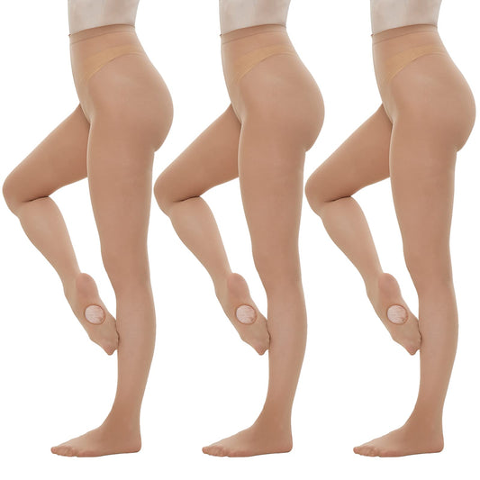 MANZI 3 Pairs Dance Tights for Women Solid Color 40D Comfortable Convertible Opaque Ballet Tights(Caramel S/M) - Medaid International