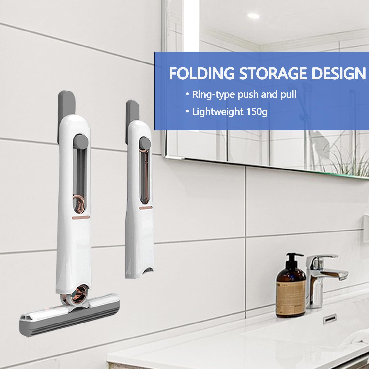 Protable Mini Mop Sponge Mop - Self Squeeze Mini Mop Small Mop Suitable for Kitchen, Bathroom, Living Room, Dorm, Car and Glass (1 Sponge Head + 1 Squeeze Handle) - Medaid International