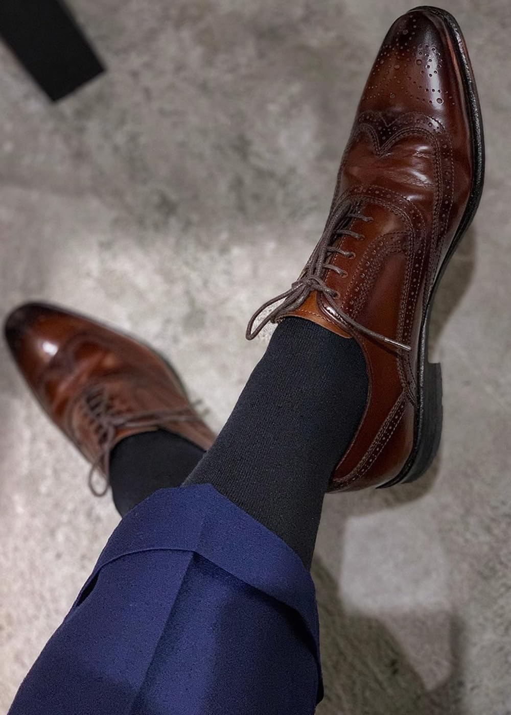 PUJANE Men's Dress Socks 5 Pairs Mens Cotton Calf Business Formal Soft Breathable Long Crew Casual Socks (Black Size L) - Medaid International