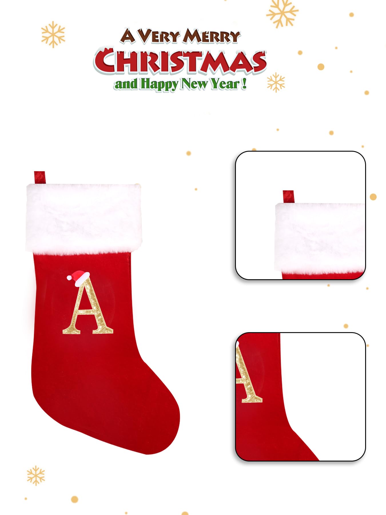 infleesh 20 Inches Monogrammed Christmas Stockings with Letters,Super Soft Christmas Stockings Large Monogram Stockings Red Letter Stockings for Christmas Holiday Xmas Gift… - Medaid International
