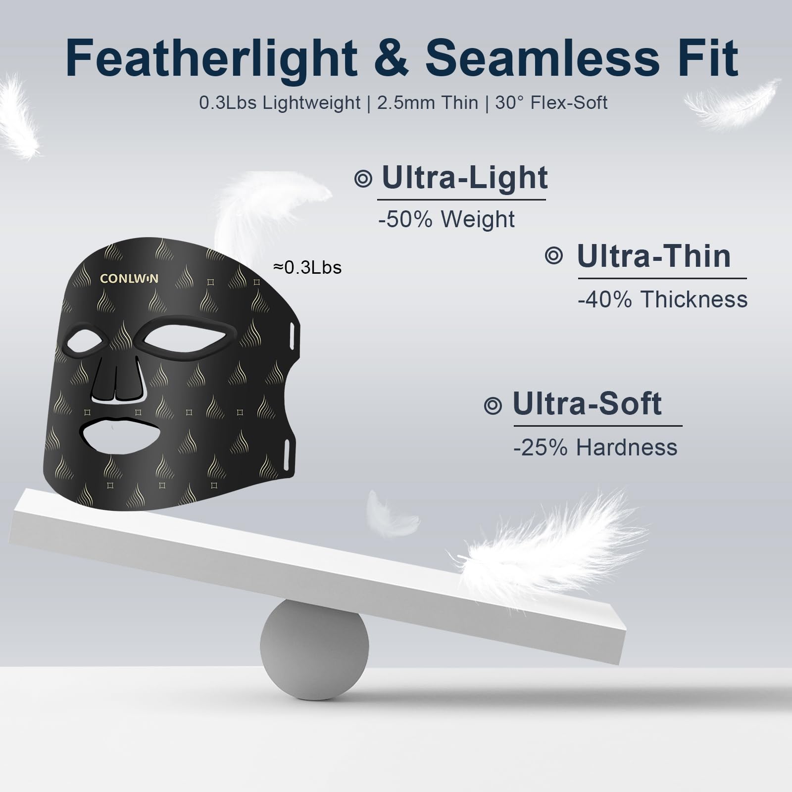 CONLWIN Red Light Therapy Mask for Face, 8 Modes Ultra Lightweight Red Light Mask with 850nm Near Infrared, 2000mAh Rechargeable Portable LED Face Mask Light Therapy with Timer for Anti-Aging at Home - Medaid International