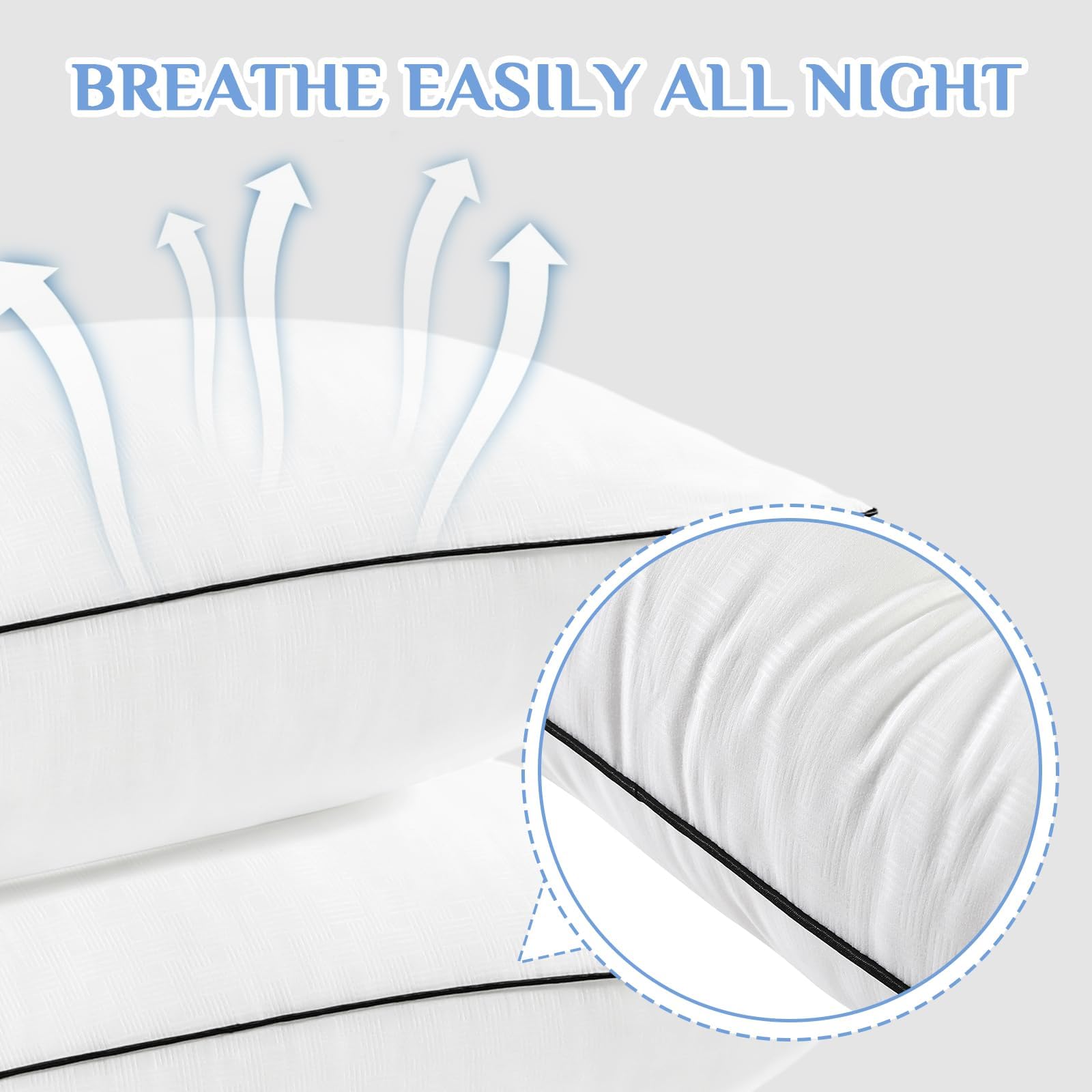 JOLLYVOGUE Queen Size Bed Pillow 1-Pack?Single Pillow for Sleeping, Breathable and Supportive with Down Alternative Fill, Hotel Collection Pillow for Side, Back, and Stomach Sleepers - Medaid International