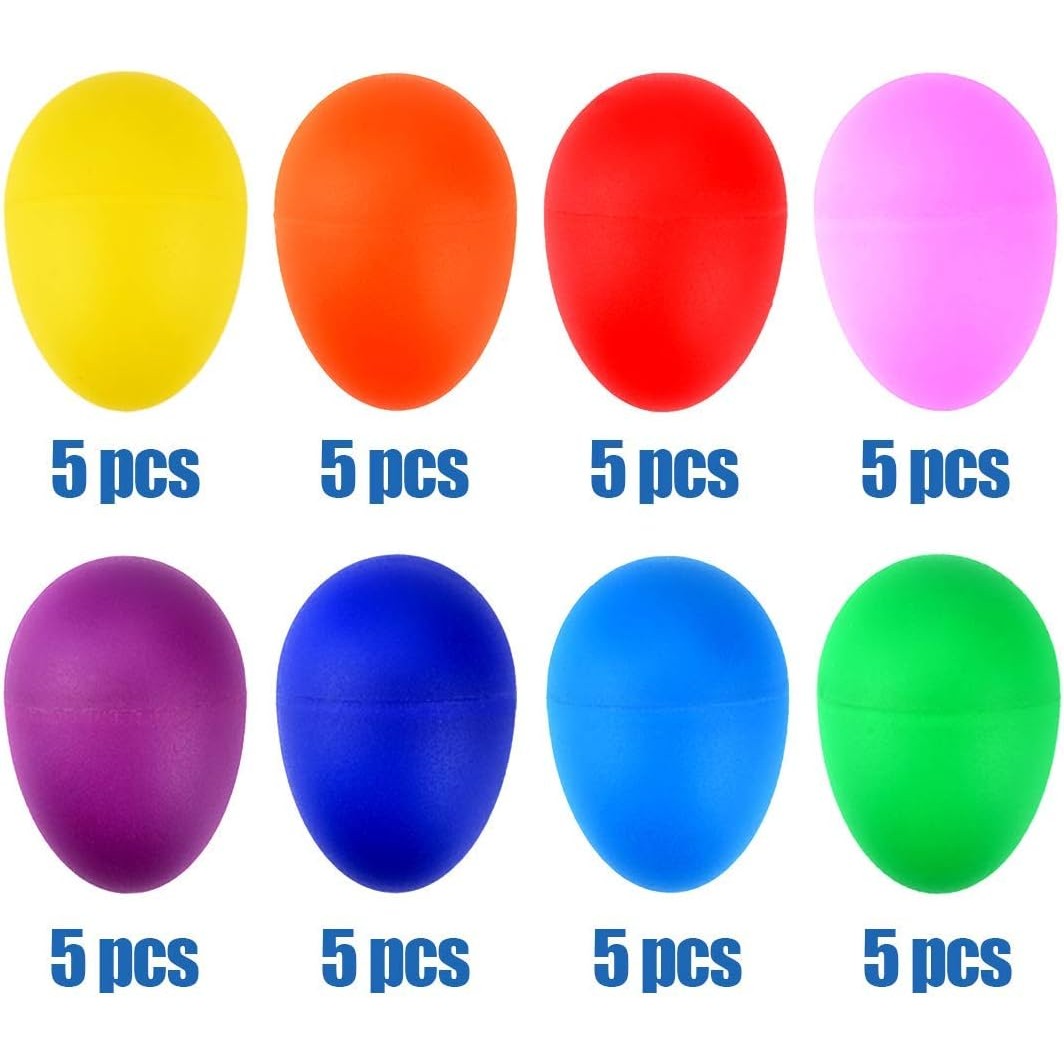 40 قطعة من البلاستيك البيض الهزازة الإيقاع للبيض الموسيقى مع حقيبة تخزين للألعاب تعلم الموسيقى لوحة DIY (8 ألوان مختلفة) - Medaid International