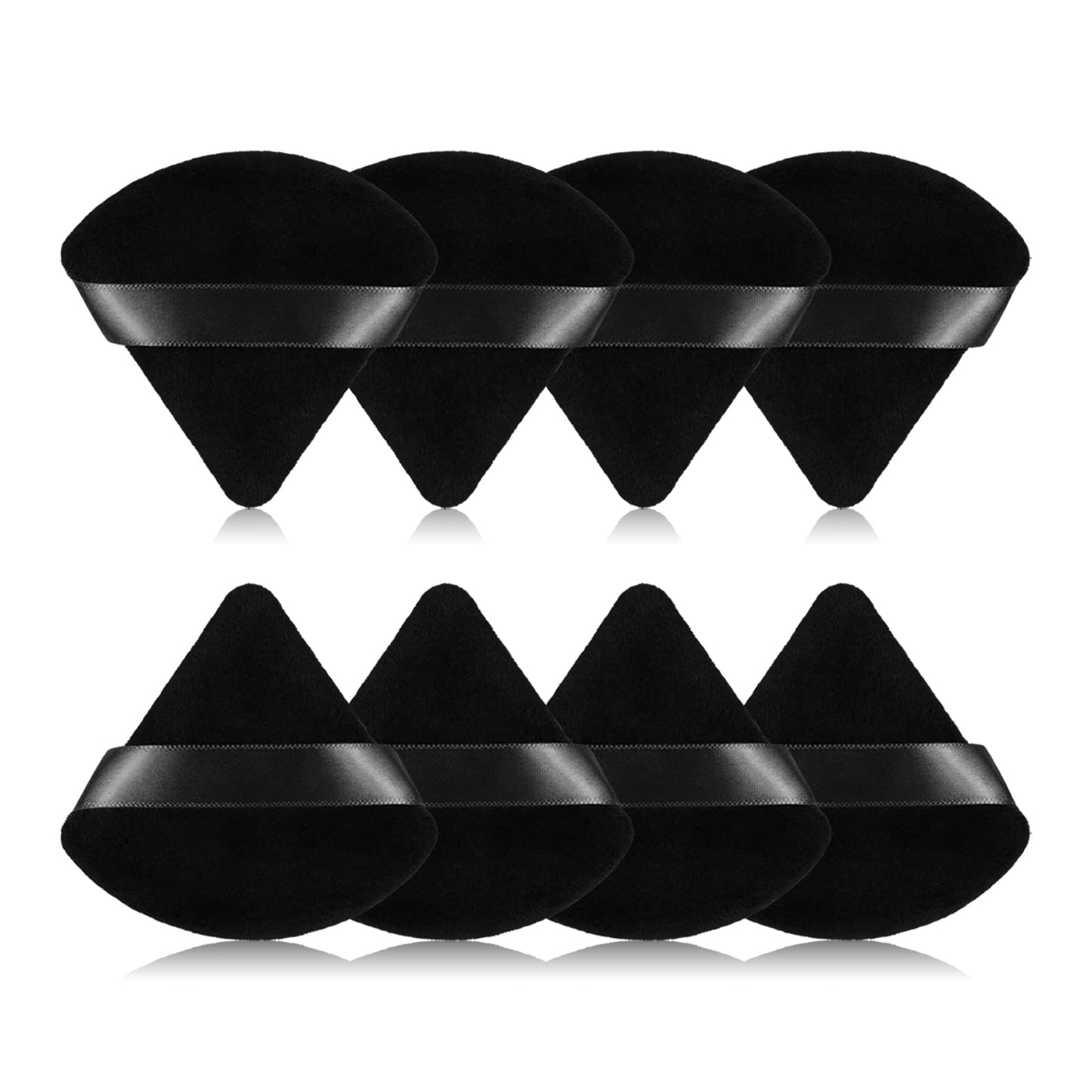 8Pcs of Triangular Powder Puff Makeup Sponges, Made of Super-soft Velvet, Designed for Contouring, Eye, and Corner, Beauty Blender Foundation Mixing Container.(Black) - Medaid International