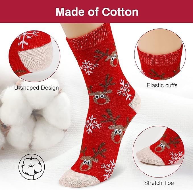 DVKKHD 5 Pairs Christmas Socks, Funny Christmas Socks for Women and Men, Unisex Winter Socks with Xmas Patterns, Warm and Cozy Socks Set, Xmas Gift for Family, Friends, Adults, Girls and Boys - Medaid International