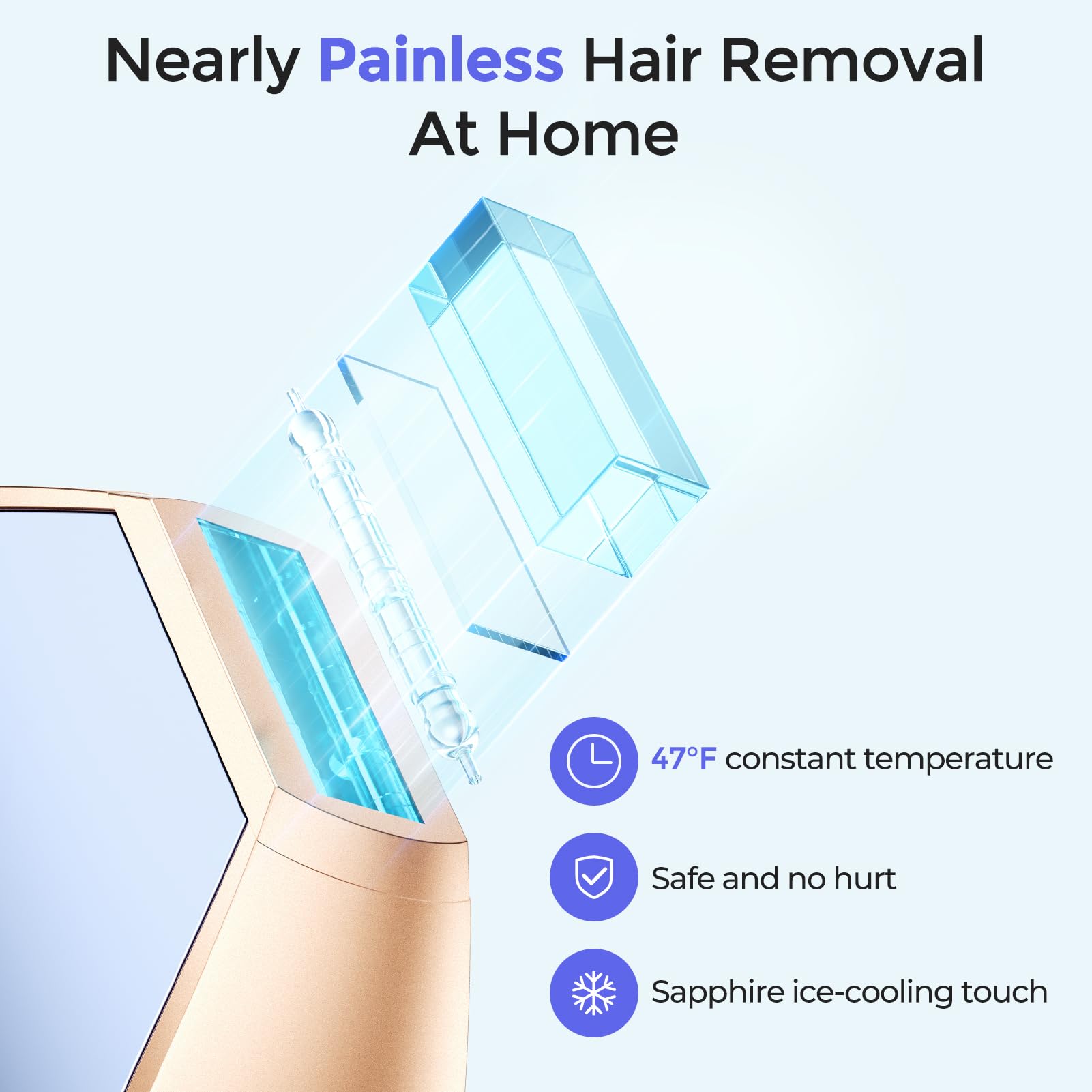Laser Hair Removal Women and Men, Sapphire Ice-Cooling Contact IPL Hair Removal, Painless and Permanent, Alternative to Salon, Hair Removal Device for Armpits, Legs, Bikini, Face - Medaid International
