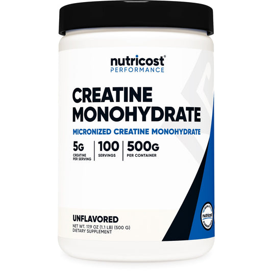 Nutricost Creatine Monohydrate Micronized Powder 500G, 5000mg Per Serv (5g) - 100 Servings, 17.9 Oz - Medaid International
