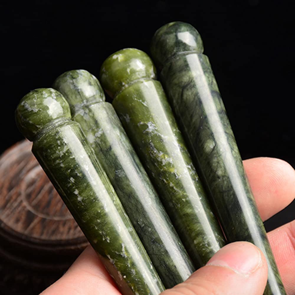 Jade Trigger Point Acupressure Gua Sha Massage Acupuncture Pen, Natural Healing Jade Stone Full Body Relax Self Massage Deep Soft Tissue Tool, Reduce Muscle Soreness and Pain Relief - Point End - Medaid International