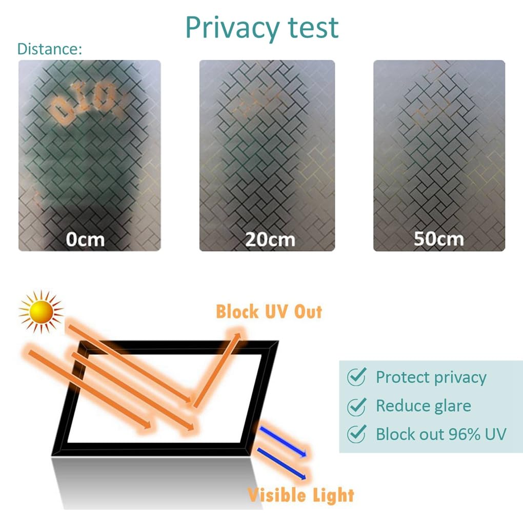 Arthome Privacy Window Film Decorative Film Frosted Film Stained Film Static Cling UV Protection Heat Control Sticker for Home Kitchen Office Living Room Bathroom Bedroom 23.6 inches by 100 inches - Medaid International