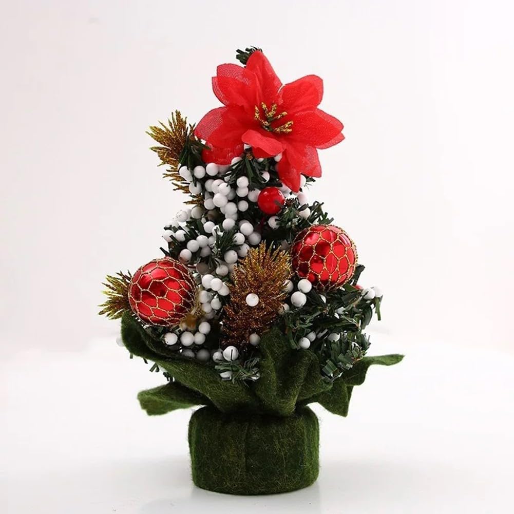 20cm Mini Christmas Tree Ornaments for Table Decorations, Small Artificial Christmas Tree with PVC and Cloth Material, 65g Weight Holiday Decoration - Medaid International