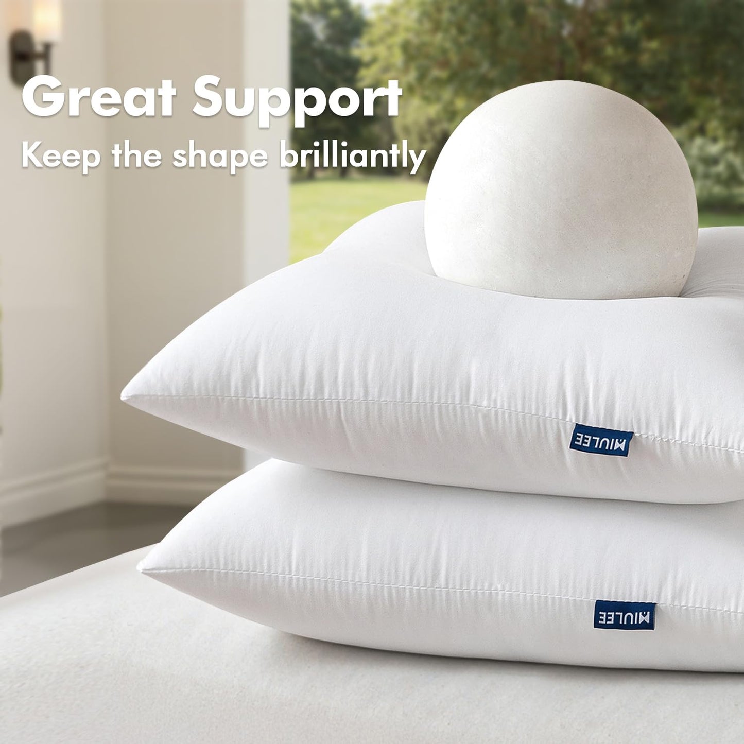 MIULEE Pack of 2 18x18 Outdoor Pillow Inserts, Outdoor Throw Pillows Water-Resistant Decorative Premium Square Pillow Stuffer Sham for Porch Swing Couch Sofa Cushion Patio Furniture - Medaid International